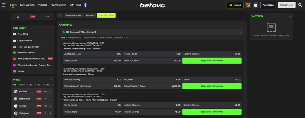 Betovo Formel1 Wette