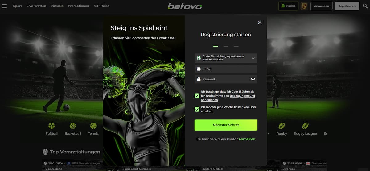 Betovo Registrierung