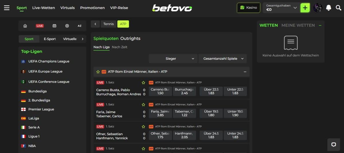 Betovo Tennis Wetten