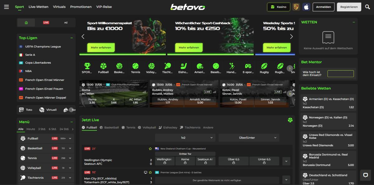 Betovo Wetten Uebersicht