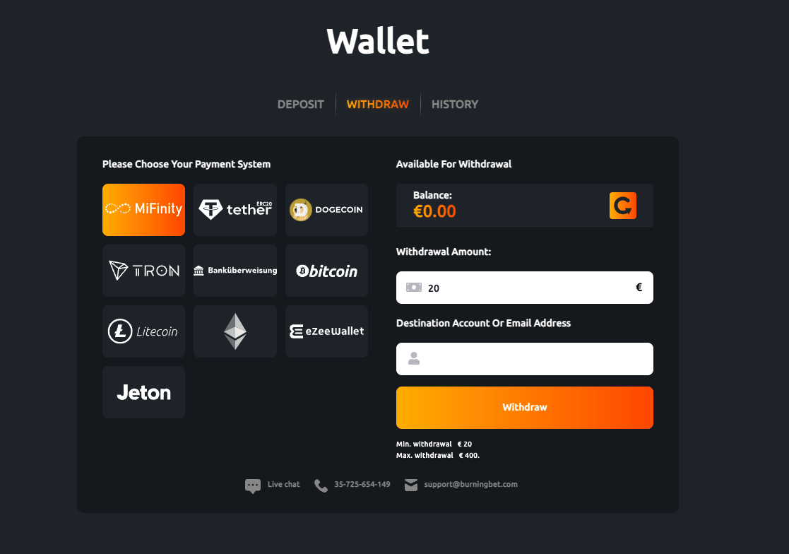 Burningbet Auzahlung