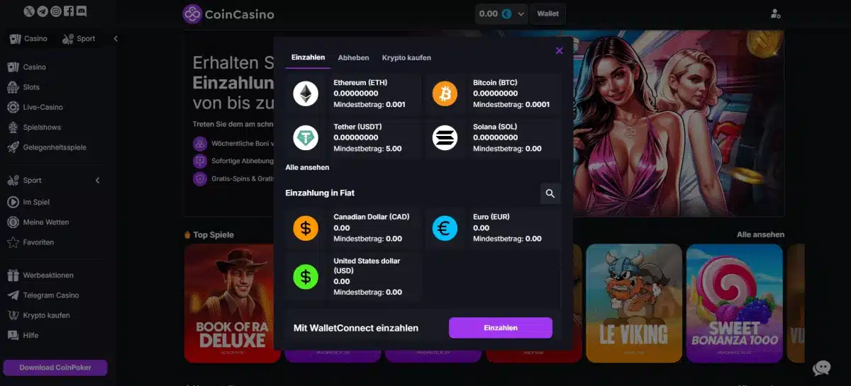 Coincasino Einzahlung