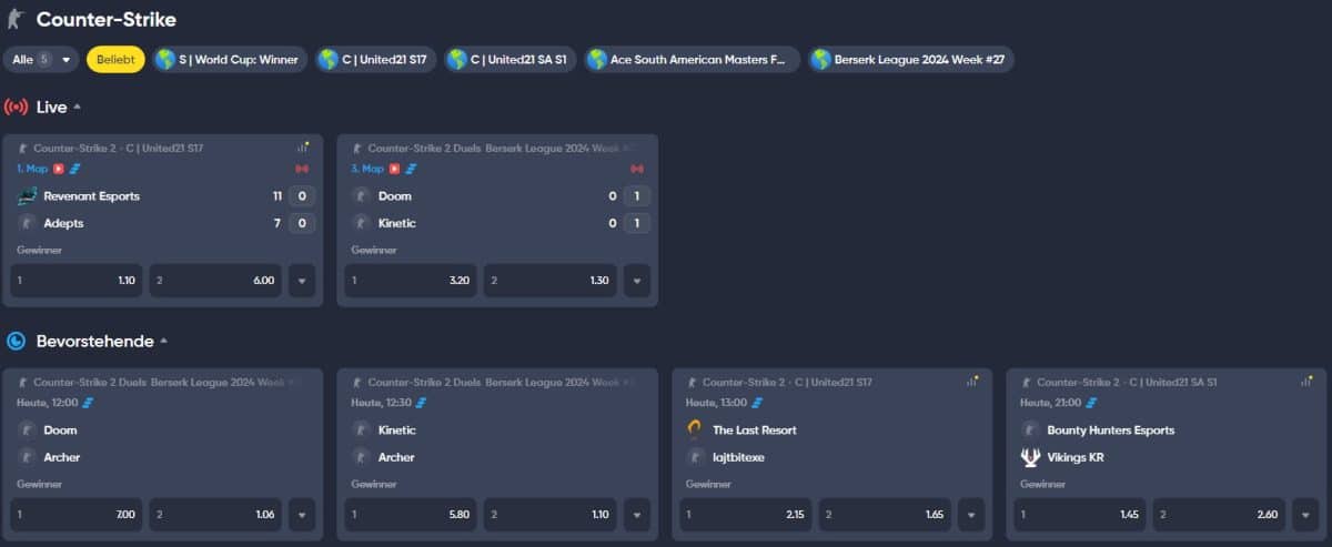 Instant Casino eSports Wetten