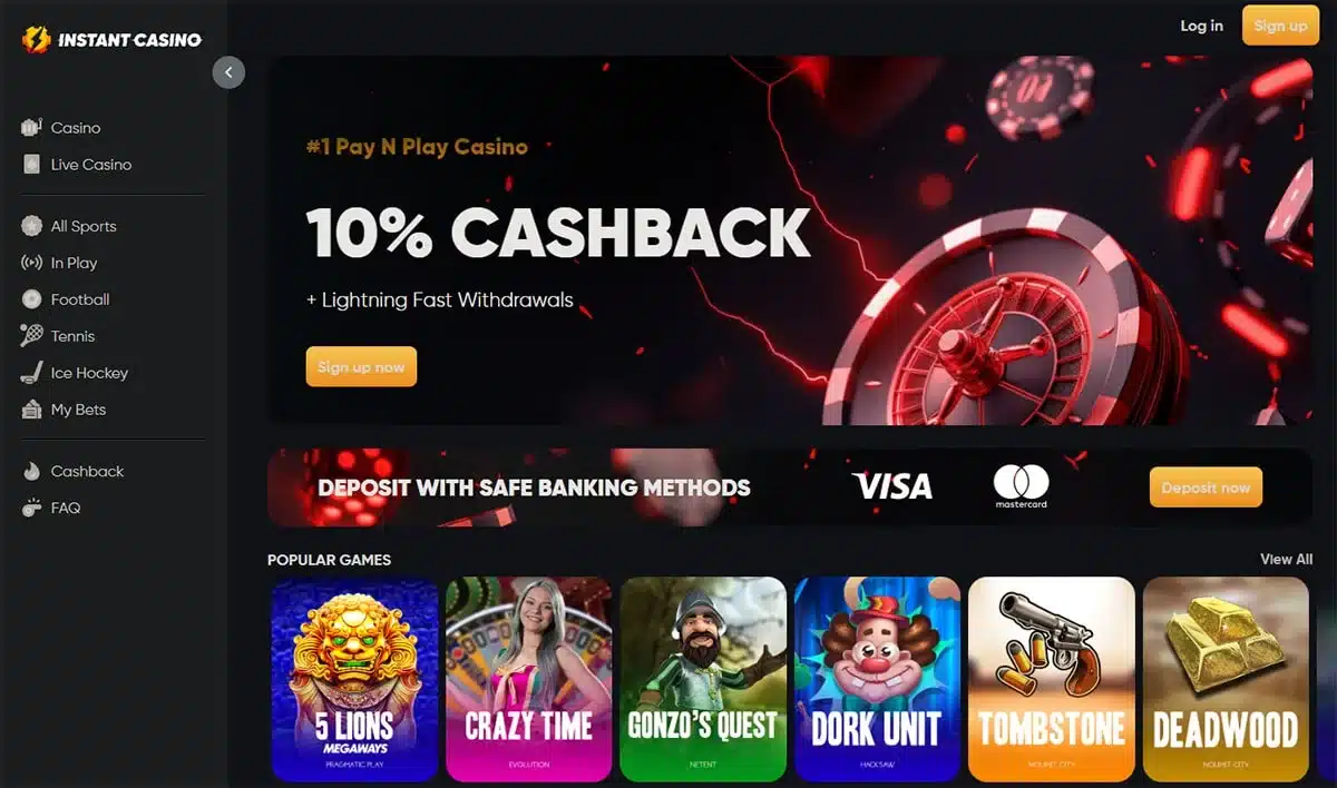 InstantCasino Homepage 1 fixed