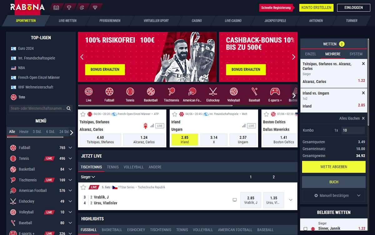 Rabona Sportsbetting Overview