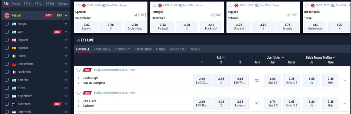 Eine gegebene Wette auf die Profiliga